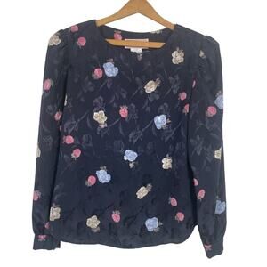Vintage 80s Kaki Roberts Women Floral Top Made In The USA Career Office Business